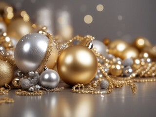 Bright shiny background, New Year background 2024, shimmering gold and silver, New Year toys, champagne, popular New Year holiday aesthetics, card, background, tree, gifts, mood, decoration,