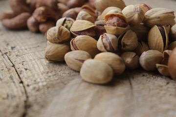 Nuts in assortment delicious and healthy close-up, healthy snack