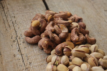 Nuts in assortment delicious and healthy close-up, healthy snack