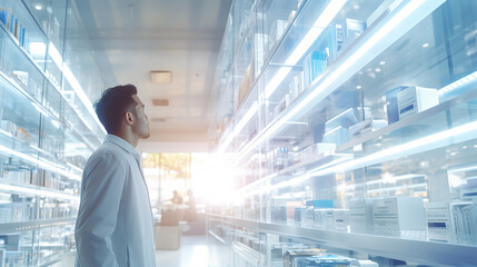 interior of a pharmacy in vibrant colours.