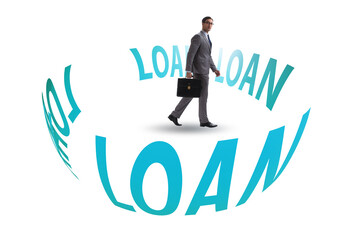 Debt and loan concept with businessman