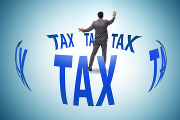 Businessman in the tax business concept