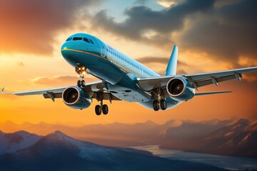 Fototapeta premium Airplane flying up in the sky