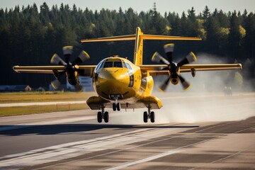 Fototapeta premium Propeller-driven airplane on the airport runway