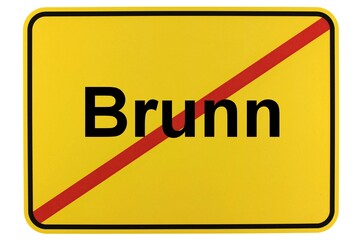 Illustration eines Ortsschildes der Gemeinde Brunn in Mecklenburg-Vorpommern