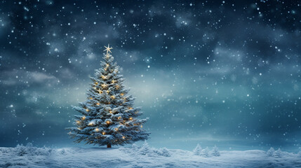Decorated Christmas tree with stars wallpaper gold