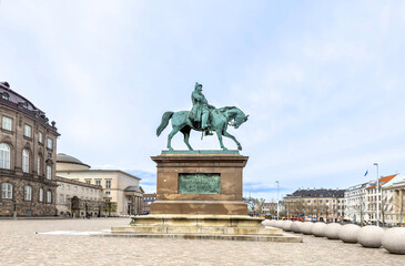 The equestrian statue of Frederik VII is a work of art in bronze and granite at Christiansborg...