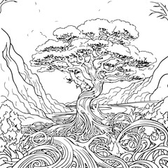 intricately beautiful tree coloring page