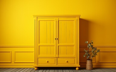 Wall-Hung Armoire Against a Yellow Backdrop