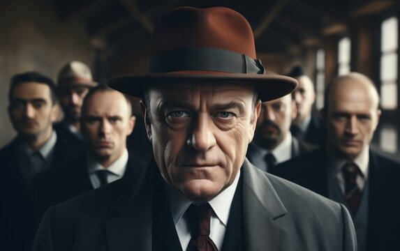 dramatic male portrait of a gangster