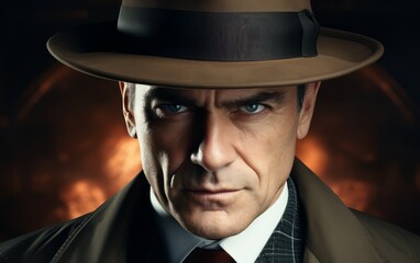 a dramatic portrait of a mobster in a hat