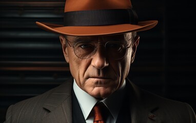 a dramatic portrait of a mobster in a hat