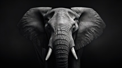 Fototapeta na wymiar a black and white photo of an elephant with tusks and tusks on it's ears.