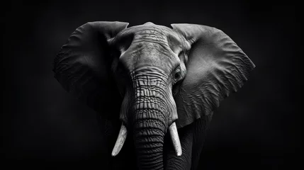 Foto op Canvas  a black and white photo of an elephant with tusks and tusks on it's ears. © Olga