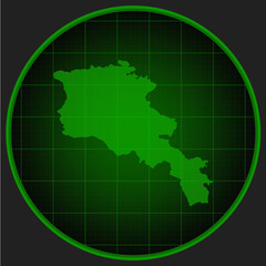 Vector map Armenia on the radar screen