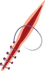 Medical suture icon cartoon vector. Doctor incision. Surgical laceration