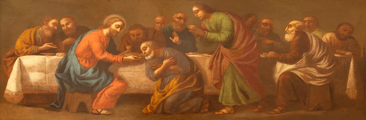 Tuinposter VICENZA, ITALY - NOVEMBER 5, 2023: The painting  of Last Supper in the church Chiesa di San Gaetano by unknown artist. © Renáta Sedmáková