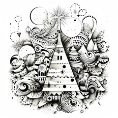 abstract illustration christmas tree with nice background ornament