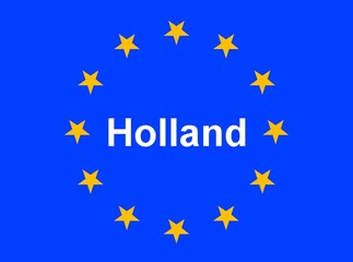 Illustration einer Europaflagge mit der Aufschrift "Holland"