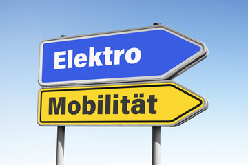 Elektro, Mobilität, Verkehrswegweiser, Symbolbild