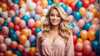 Fototapeta na wymiar Portrait of a beautiful girl with balloons 