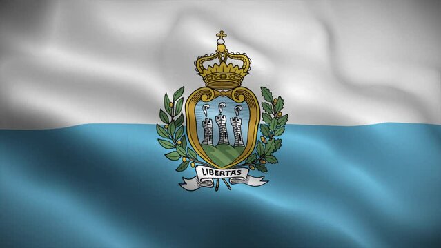 San Marino flag waving animation, perfect loop, official colors, 4K video