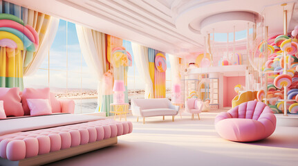 Bright large luxury room in the Candy Hotel. - 685354332