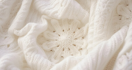 Crochet patterns. White tablecloth in traditional knitting - obrazy, fototapety, plakaty