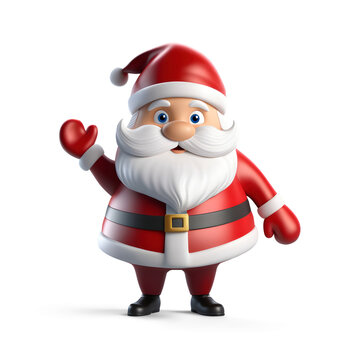 a tiny santa claus full body 3d waving isolated on a white background