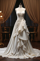 Wedding dress, festive outfit for the bride. Elegant women's dress for marriage.