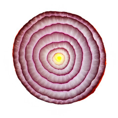 Red onion slice isolated on white background, top view