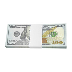 US Dollar bills bundle new design on transparent background png