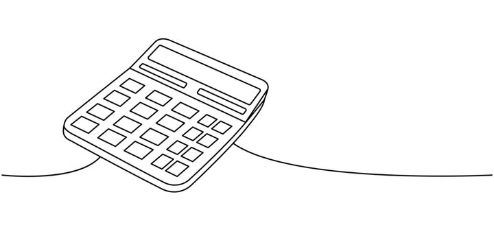 recommend clip art: School calculator, office supplies one line continuous drawing. Back to school continuous one line illustration. Vector minimalist linear illustration