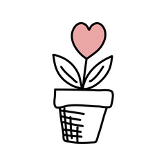Flower heart vector doodle illustration.