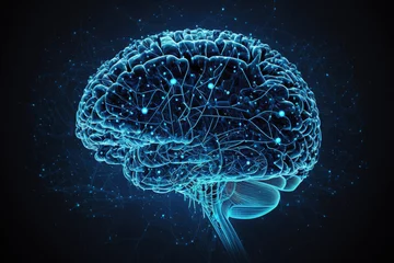 Deurstickers Digital illustration depicting the concept of advanced smart brain technology. Ai generated © dragomirescu