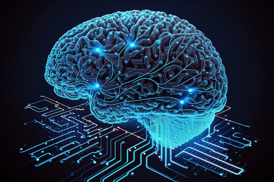 Digital illustration depicting the concept of advanced smart brain technology. Ai generated