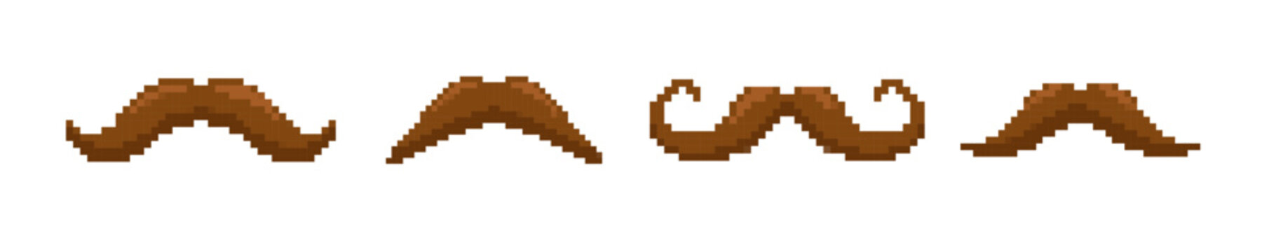 Pixel mustache vector man retro icon. 8 bit moustache vintage accessory
