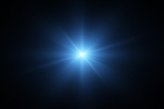 Light effect blue glowing light. Solar flare. Glow effect. Starburst with shimmering sparkles.