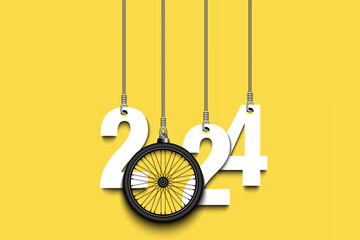 Happy New Year 2024 and bike wheel