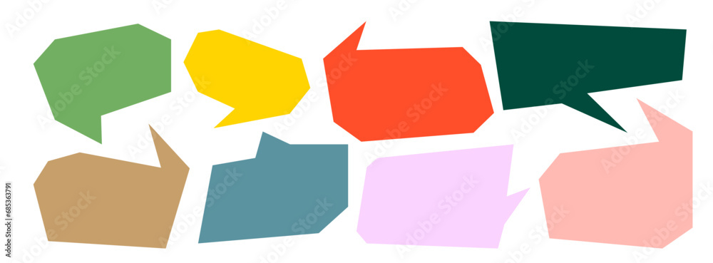 Wall mural box frame set with сolorful dialog speech bubble. flat line style design of dialog speech bubble, cr