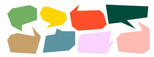 Box frame set with сolorful dialog speech bubble. Flat line style design of dialog speech bubble, Creative vector banner illustration. - obrazy, fototapety, plakaty