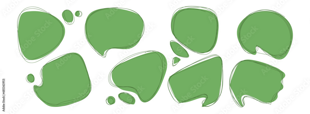 Wall mural blob shape abstract green color with line vector illustration isolated on transparent background. se