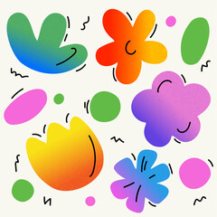 Set of abstract flowers, various hand-drawn shapes
