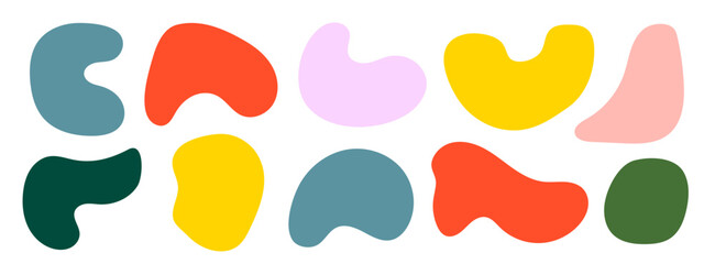 Blot shape abstract colourful colours  vector illustration isolated on white background. Set of abstract colourful universal moulds organic shapes.