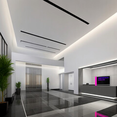 interior of luxury modern working office and reception, generative ai