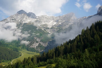 Fototapeta na wymiar View of the mountains in Werfenweng, Tennengebirge, Austria.