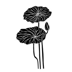 Silhouette of a flower, lotus bud. Decorative botanical element. Vector graphics.