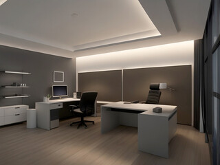 interior of luxury modern working office and reception, generative ai