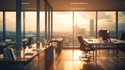 Beautiful blurred background of a light modern office interior