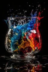 In a crystal vase, colors explode vibrantly.